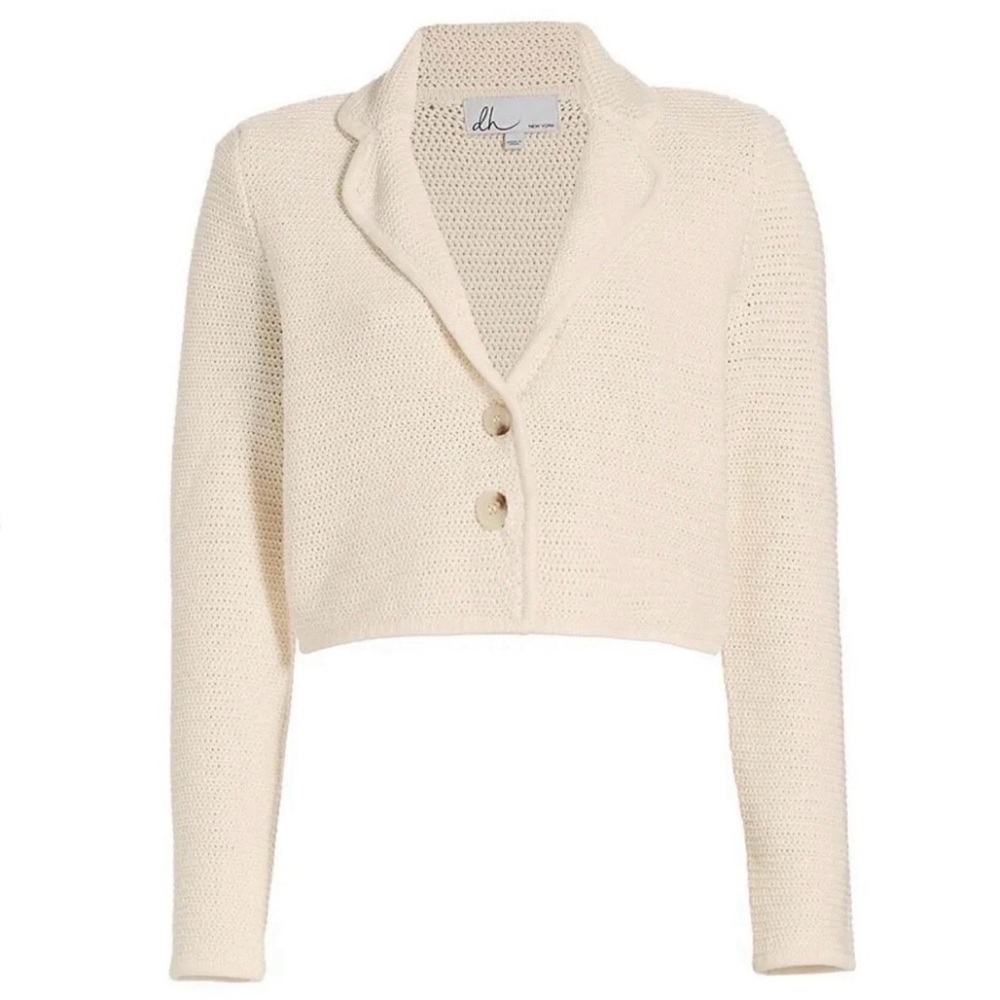 NWT Anthropologie dh NEW YORK Cream Cropped Cardigan Sweater
